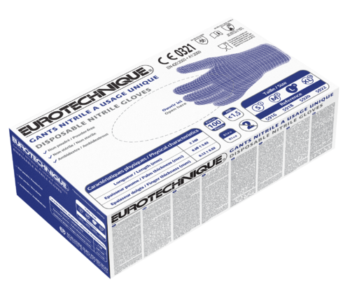 GANTS NITRILE BLEUS NON POUDRÉS (BTE DE 100)