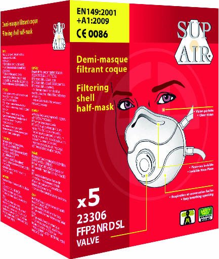 MASQUE FFP3 NR D COQUE AVEC VALVE (BOITE DE 5)